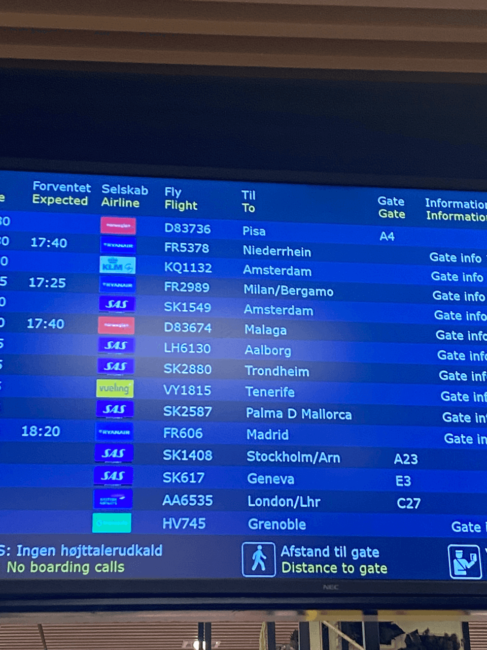 Google flights screen